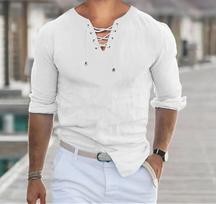 Men's Casual V-Neck Shirt XXXL abrikosas