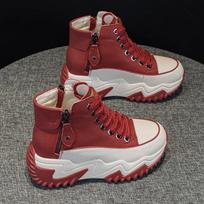 Woman Winter Sneakers Snow Boots Genuine Leather Fur Chunky Height Increasing Outdoor Running Shoe Platform Heels Tenis De Mujer 35