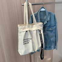 Casual Canvas Tote Bags Women  New Large Capacity Letter Underarm Shoulder Bags Ins Chic Student Handbags gray