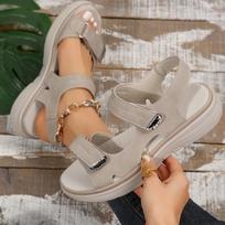2024 New Hook and Loop Sandals for Women's Summer Lightweight Casual Platform Shoes Blue Girl Outer Anti slip Apricot 42 36 pilka spalva