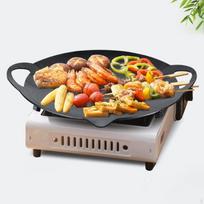 BBQ grotelių keptuvė, plokštė, priedai, apvali nelipni kepsninės plokštė namams, stovyklavimui, patalpoms 36cm outdoor gray
