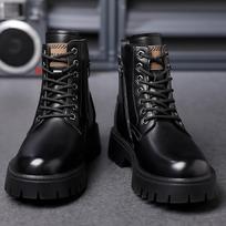 Rudens žiemos klasikiniai šilti sniego batai vyriški storu padu neslystantys darbo batai vyriški laisvalaikio batai didele galva odiniai batai 44 black