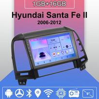 Automobilio radijas Android Auto Carplay, skirtas Hyundai Santa Fe II 2006-2012 Multimedijos grotuvo galvos blokas Stereo GPS navigacija BT WIFI 1+16GB 1+16GB blue