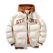 Fake Two-piece Jacket for Men In Autumn and Winter Hooded Trendy Brand Plus Trendy Fashion Letter Printed Jacket Cotton Jacket Source 2XL