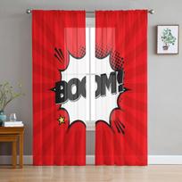 Comic Art Boom Window Treatment Tulle Modern Sheer Curtains for Kitchen Living Room the Bedroom Curtains Decoration W135 x H114cm