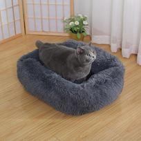 Square Long-haired Pet Nest Kennel Cat Nest Winter Warm Deep Sleep Cat Mat Small and Medium-sized Dog Pet Supplies S gray