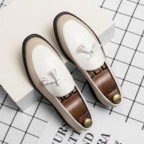 FashionSpring Brand New  Men's Comfortable Lefu Shoes Leather Shoes Fashionable Classic Tassel Style Breathable Men's Trendy Bean Shoes 38 smėlis