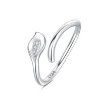 Ring Women 925 Sterling Silver Niche High-end Light Luxury Colorless Hollow Leaf Butterfly Open Ring Jewelry Gift white