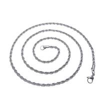 3MM New Hip Hop Stainless Steel Fried Dough Twists Chain Necklace Twisted Rope Chain Twisted Rope Chain Large Fried Dough Twists Chain Necklace 45cm gray