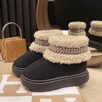 Fashion 2024 New Warm Fur Ankle Boots Women Suede Platform Plush Boots Brand Retro Design Women Thick-Soled Anti-Slip Snow Boots 36-37 juoda