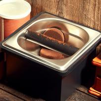 Stainless Steel Espresso spray proof Coffee Grounds Dump Bin for Barista Household Tools brown