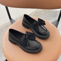 Fashion Women's Lefu Shoes 2024 Summer New Outdoor Thick Sole Anti Slip Bow Women's Elegance British Style Single Shoes Slip On 35