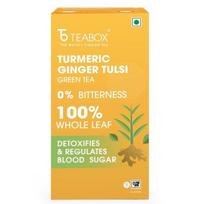 Teabox Turmeric Ginger Tulsi Green Tea Bags 25 Pieces | For Immunity Boosting & Sore Throat Prevention | Made with 100% Whole Leaf beige