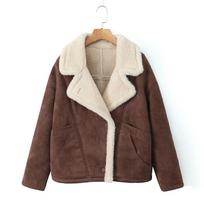Winter Fashion Oversize laisva avienos striukė moterims ilgomis rankovėmis vilnonė striukė Moteriška retro striukė XS ruda