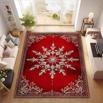 Christmas Area Rugs Christmas Red Snowflake Carpet  Accent Rug Farmhouse Dining Carpet Bedroom Decor Machine Washable Floor Mat 40X60cm-16x24in beige
