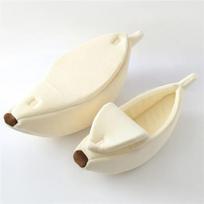 Bananinis kačių lovas namas Juokingas, mielas, jaukus kačių kilimėlio lovos, šiltos, patvarios, nešiojamos naminių gyvūnėlių krepšelis. S 40x15x11cm balta
