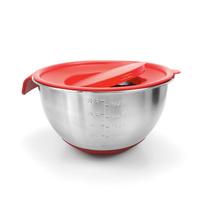 Virtuviniai sukraunami nerūdijančio plieno maišymo indai, neslystantis silikoninis pagrindas, makaronų indas su hermetišku dangčiu/matavimo žymėmis/tarka. 16cm gray