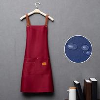 Waterproof Shoulder Apron Men's and Women's Kitchen Apron Salon Roast Barbecue Cleaning Nail Barbecue Scarf Cloak OneSize raudona
