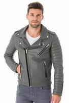 Genuine Lambskin Leather Jacket Men's Grey Handmade Motorcycle Biker Designer XS pilka