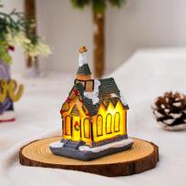 New Led Light Up Party Decor Scene Train Luminous Decoration-supplies House Gifts Tabletop Christmas Village Small Ornament Year Type-C yellow