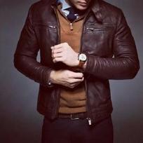 Brown Men's Jacket Genuine Lambskin Leather Festive Handmade Biker Motorcycle XS ruda