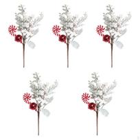 5x Dirbtiniai Gėlės Medžiai Kalėdos Realistiškas Ornamentas Lengvas Dekoras PASIDARYK pats Kalėdos white