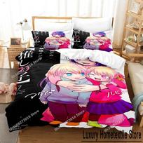3D Print Anime Bed Sheet Set Oshi no ko Bedding Set Single Twin Full Queen King Size Bed Set Adult Kid Bedroom Duvet cover Sets 70x133cm 2pcs pink