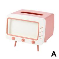 TV Shape Tissue Box Creative Multi-functional Desktop Tissue Storage Box With Practical Cell Phone Holder For Bathroom