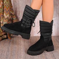 Women's Plus Size Snow Boots Casual Middle Tube Thick Heel Fleece Fur Cotton Boot Solid Color Shoes 35-43 35 juoda