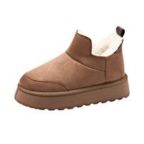 Women's Plus Size Snow Boots Casual Short Tube Thick Soled Fleece Fur Martin Boot Anti Slip One Foot Cotton Shoes 36-41 36 chaki
