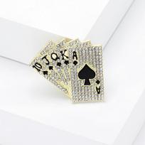Kūrybiniai mados papuošalai lydinys deimantas hip hop pokeris flešas sagė vyriška ir moteriška kostiumo atlapo segė auksas