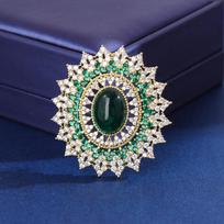 Gong Yan Retro Brooch Female Sun Flower High-End Zircon Brooch High-End Temperament Versatile Cheongsam Accessories tamsiai žalia spalva