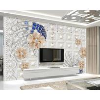 Modernūs 3D tapetai Deimantų perlas Gėlių tapetai, Miegamojo Svetainės Fono Sienų Muralas 250 cm(W) x 160 cm(H) white