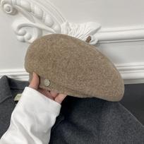 Woolen Big Head Beret Women's Autumn and Winter Face Small Warm Painter Hat 55-58cm