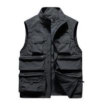 Darbo drabužių liemenė vyriška plona su keliomis kišenėmis lauko žvejybai taktinė liemenė-švarkas 6XL black