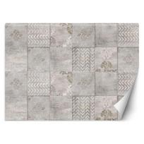 Wallpaper Grey Tiles Concrete Ornament 100x70 pilka spalva