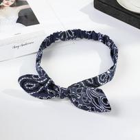 Bohemia Women Soft Solid Print Headbands Vintage Cross Knot Elastic Hairbands Turban Bandanas Girls Bands Hair Accessories one size mėlyna