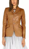 Genuine Classic Button Party Blazer Real Lambskin Leather Beige Stylish Women S smėlis