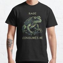 Men Fashion Casual Short Sleeves Frog Rage Consumes Me Black Tees Oversized T-shirts S juoda
