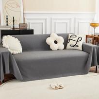 Teddy Velvet Sofa Towel Blanket Solid Color Non-slip Sofa Towel for Living Room Furniture Decor Tapestry Waterproof Couch Cover 90x90cm 1pcs gray