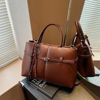 Lazy style casual large capacity handbag water bucket bag retro solid color soft tote bag
