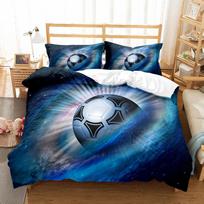 Aistringas futbolo kamuolio užvalkalų komplektas Karališkojo, Karalienės, Dvigulio, Pilno, Viengulio dydžio Berniukų lovos patalynės komplektas EU single(135x200cm) gray