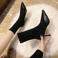 Kojinės-batai Moteriški tampraus audinio elastingi stiletto kulnai Seksualūs smailianosiai kulkšnies batai Užmaunami batai Moteriški ploni kulnai Vakarėlio batai 35 white