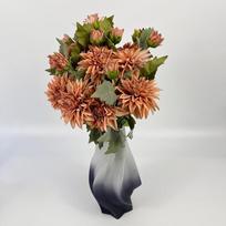 5Pcs Fake plants 2 Heads/bundle Artificial Dahlia Branch Silk Flores Simulation Dahlia Flowers for Home Desk Flowerpot Wedding Decor Flowers oranžinė