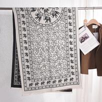 Elegant Vintage Elephant Print Scarf: High-End Travel Fashion Shawl jacquard elephant, 67*185