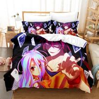 New Game No Game No Life Sora and Shiro Bedding Set Single Twin Full Queen King Size Bed Set Adult Kid Bedroom Duvet cover Sets EU Twin 135x200cm