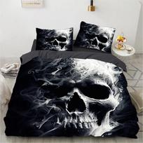 Grim Skull Bedding Set Cartoon Comforter Sets Double Queen King Twin Full Size Duvet Cover Set Kids Girls White Bed Linen EU Single 135x200cm gray