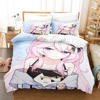 Naujas Nyatasha Nyanners patalynės komplektas Viengulis Dvivietis Pilnas Karališkas Dydis Lovos Komplektas Suaugusiems Vaikams Miegamasis Antklodės Užvalkalų Komplektai Anime Paklodžių Komplektas EU Single 135x200cm gray