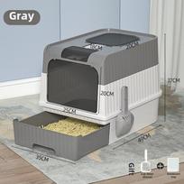 Extra Large Enclosed Cat Litter Box with UV Sterilization and Deodorization Drawer-type Litter Box gray