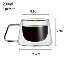 YWDL 200ml Dvigubos sienelės Stiklinis Kavos Puodelis Karščiui Atsparus Espreso Puodelis Termiškai Izoliuotas Puodelis Latte Cappuccino Arbatos Indų Rinkinys 200-220ml